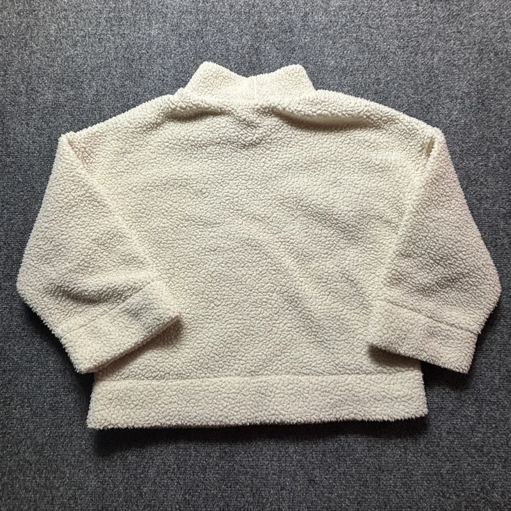 GAP Womens Cream Sherpa Fleece Mock Neck Pullover Sweatshirt Size M Off White